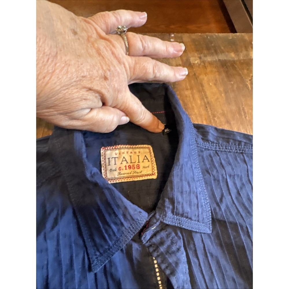 Vintage Italia c.1958 Shirt Mens  XL Blue Stripes Cuff Design